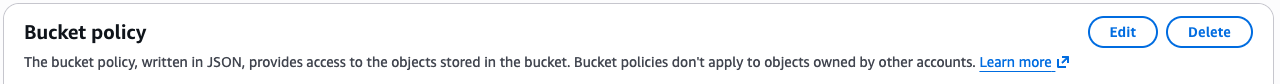 Open the Bucket policy section in the AWS S3 console