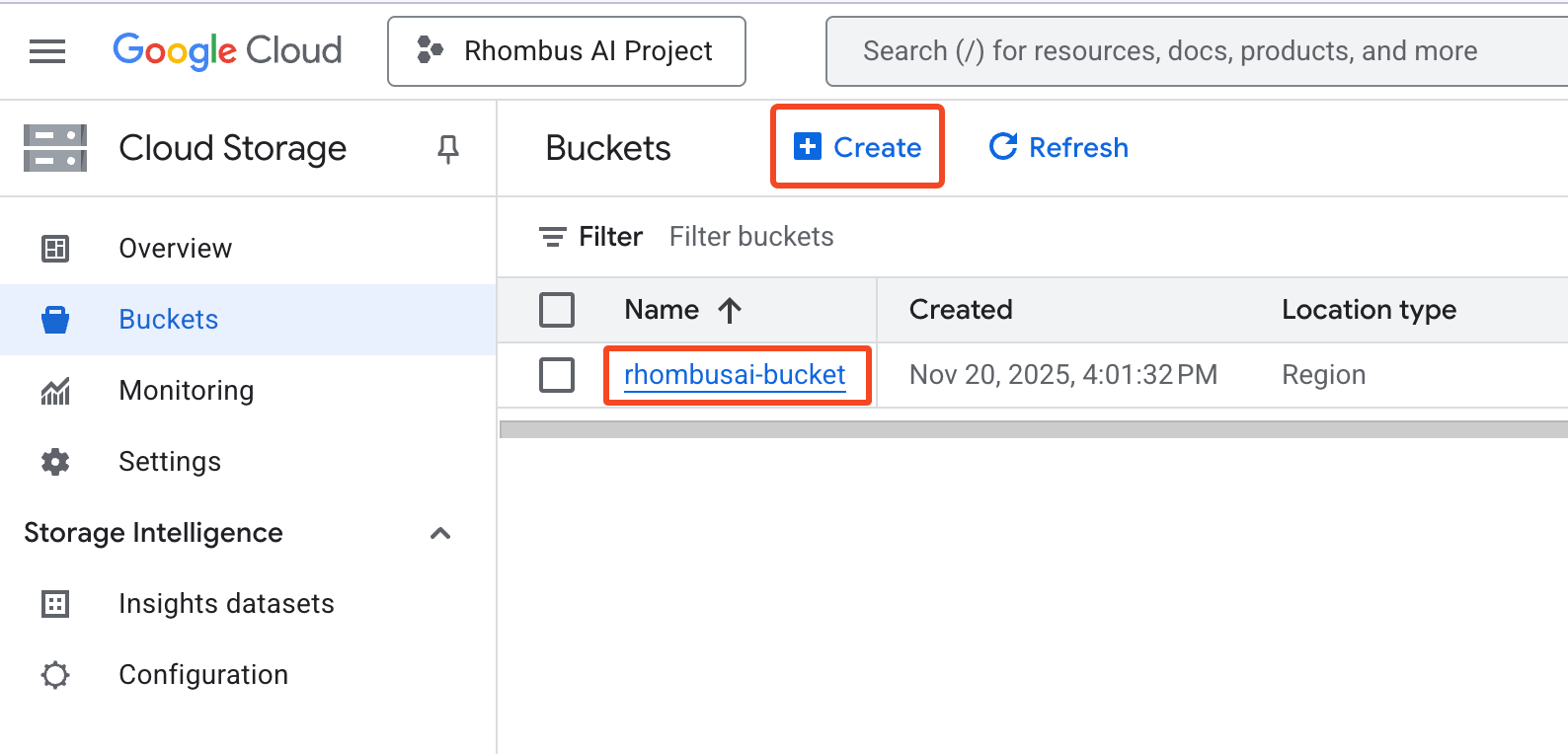Create Bucket