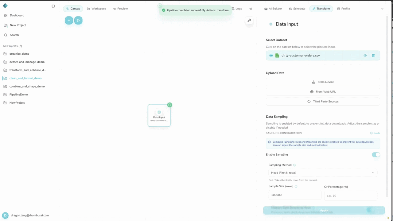 Configure and apply the Remove Duplicates transform